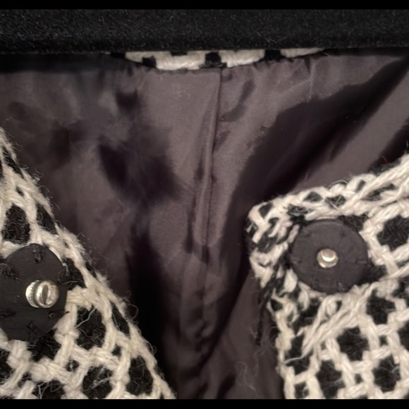 Pim + Larkin Anthropologie/Piperlime Small Black And White Tweed Snap Front Coat - Picture 5 of 6